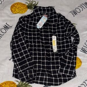 Black and White Plaid Button-Up Shirt medium